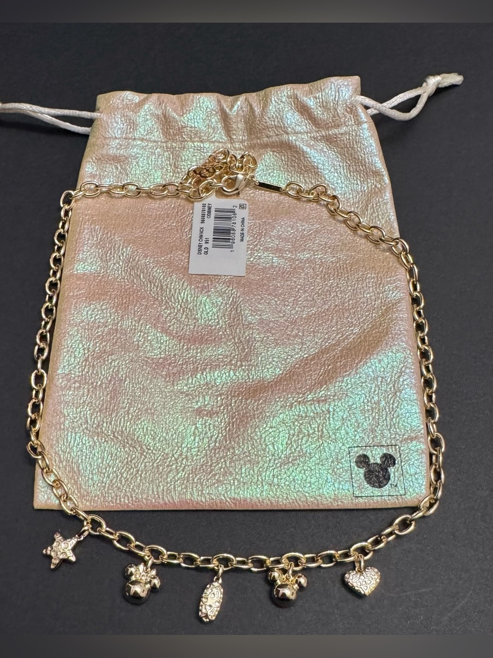 Kendra Scott X Disney Mickey Minnie Mouse Pink Drusy Pendant Gold Necklace NWT - Picture 4 of 14